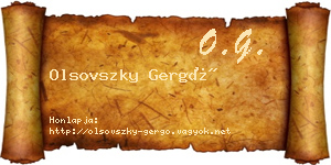 Olsovszky Gergő névjegykártya